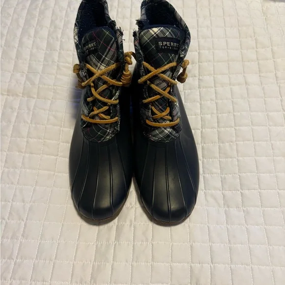 Sperry Black Duck Boots with Yellow-Brown Laces Sperry Duck Boots - Etsy main image 2